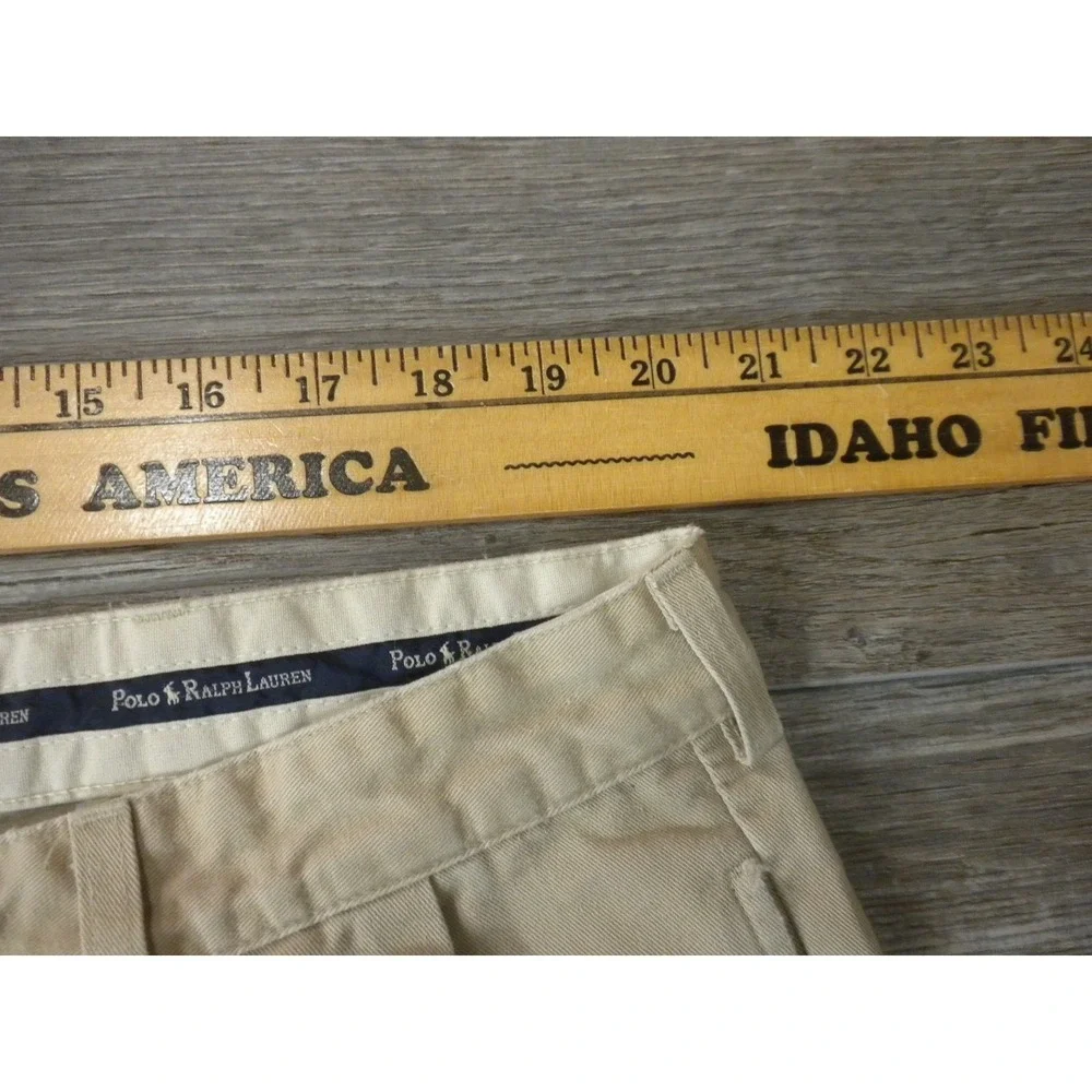 Polo Ralph Lauren Pants Mens 42x30 Beige Hammond Chino Pleated Twill Vintage USA